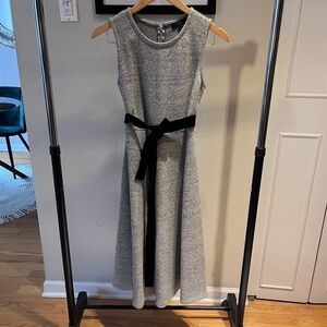 J. Crew Sleeveless Midi A-Line Dress w/ Black Tie Waist - Size 4P